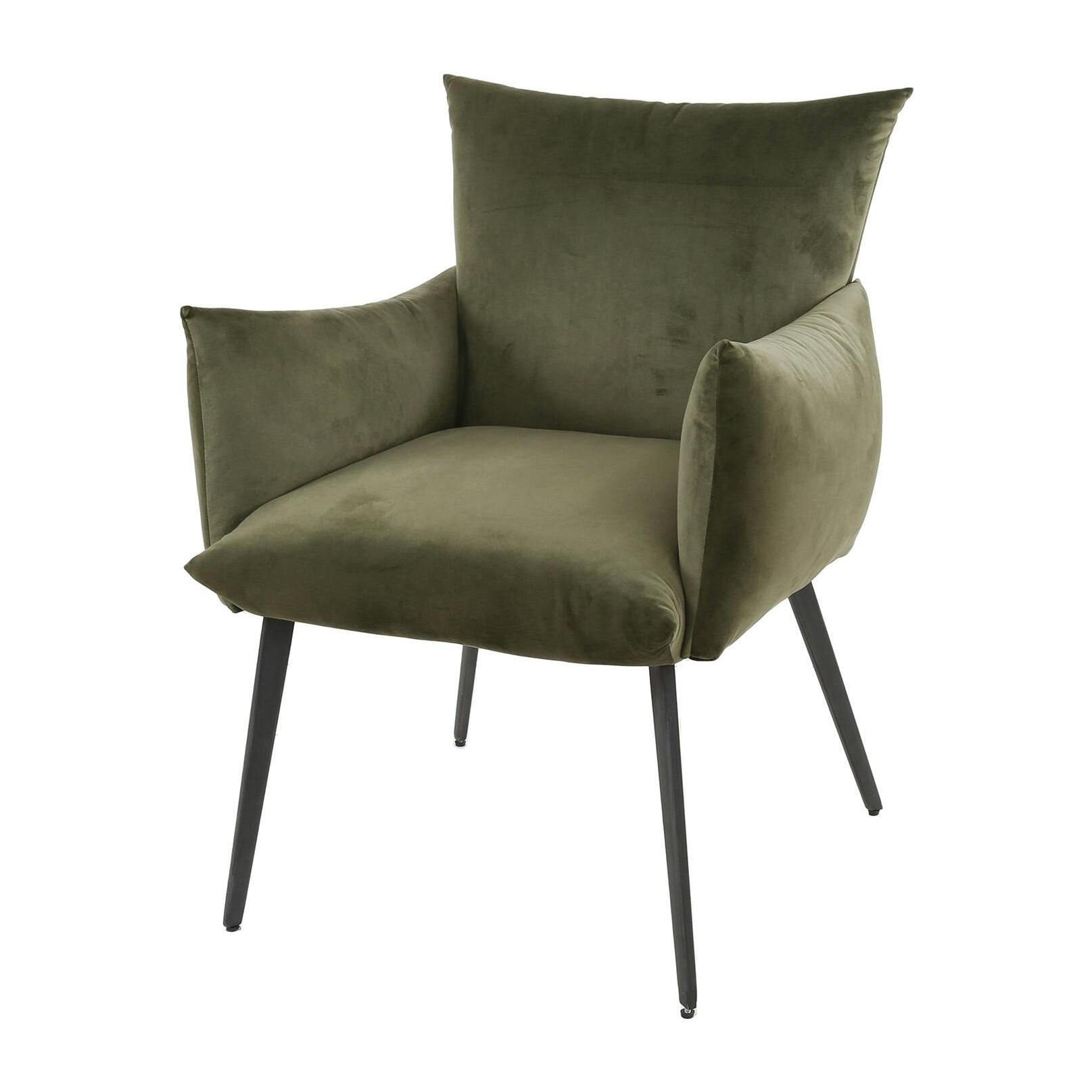 Fauteuil de table en velours vert effet coussin (lot de 2) MELBOURNE