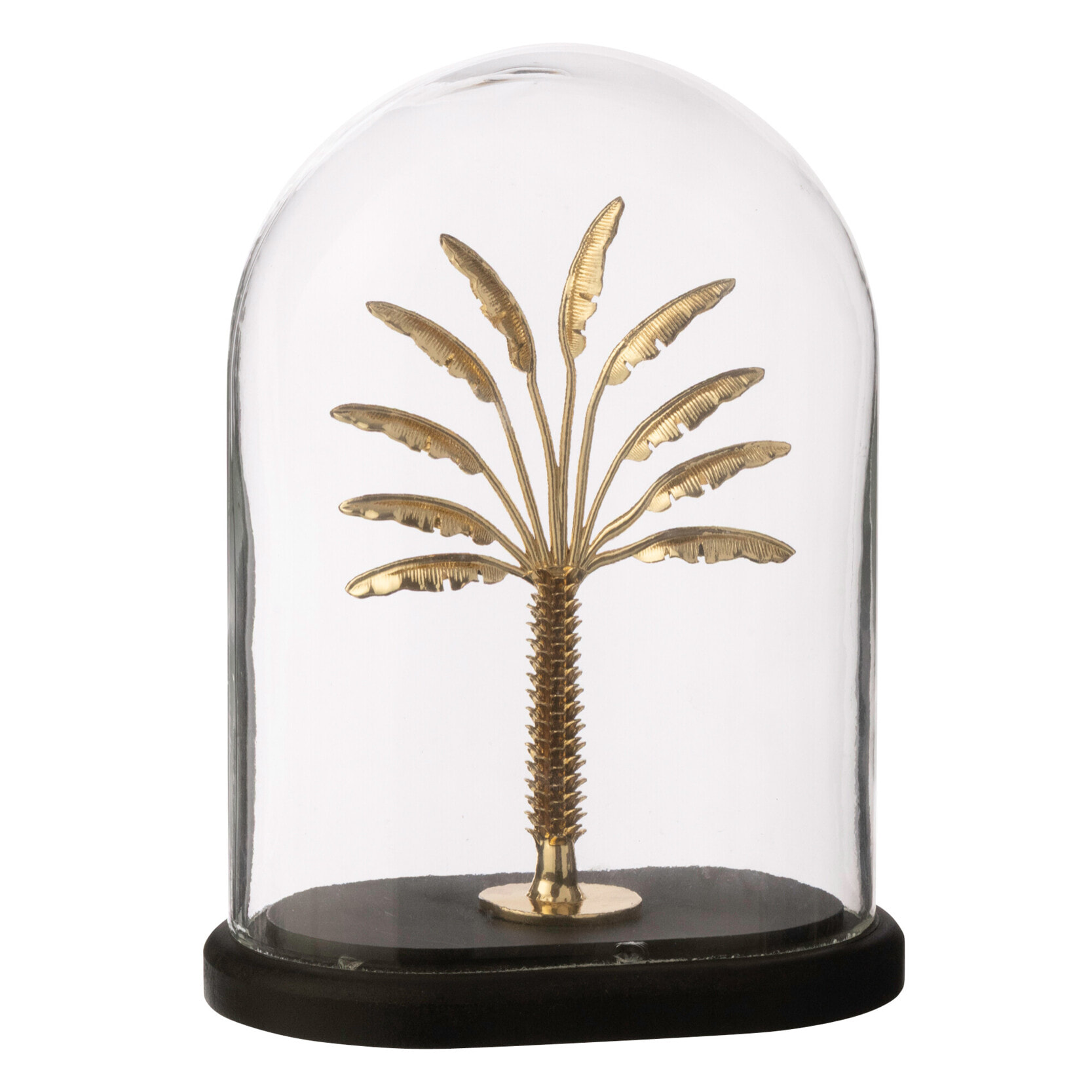 J-Line Cloche décorative Palm Tree - verre - doré/noir - small