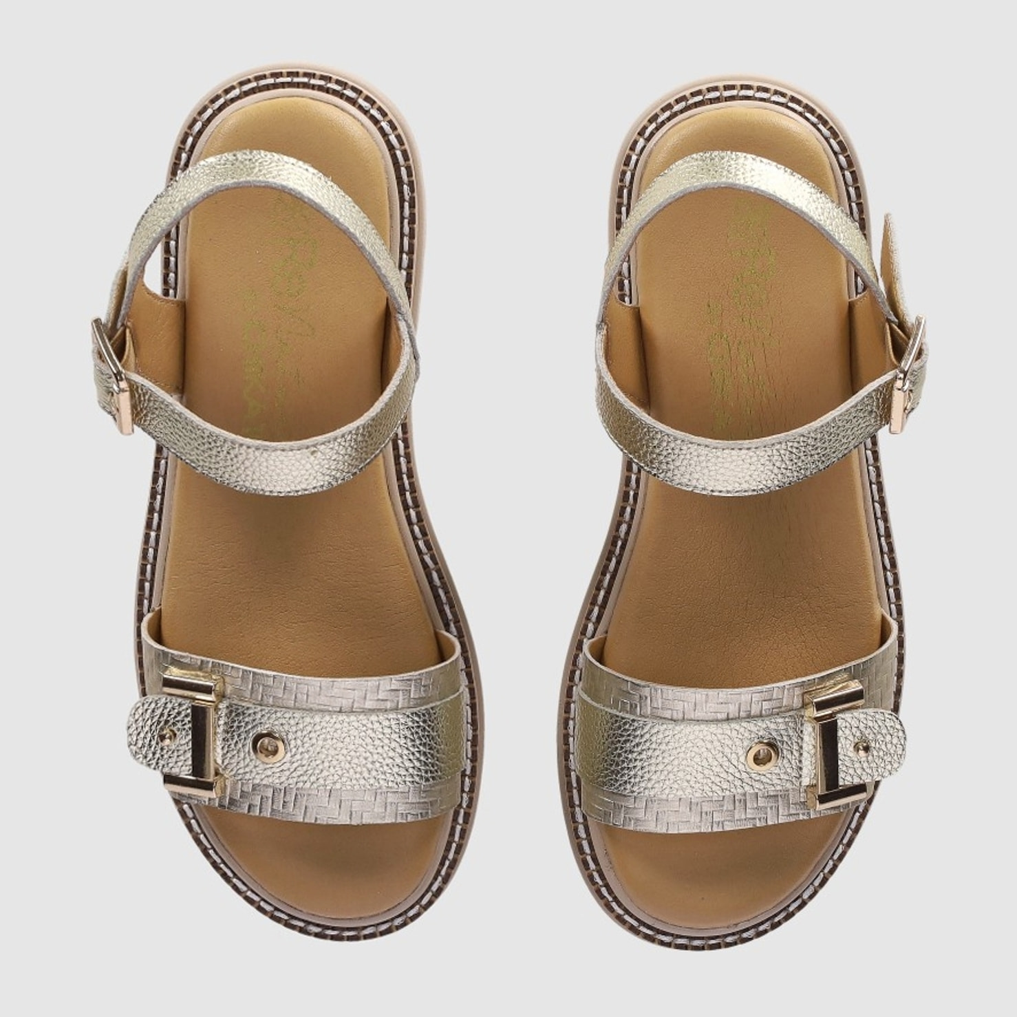 Sandalias de Piel - Platino - Tacón: 3 cm