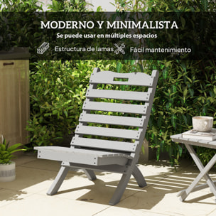Silla de Jardín de Madera Silla de Exterior con Diseño Listones y Respaldo Inclinado Carga 120 kg para Balcón Patio Terraza 78x48x76 cm Gris