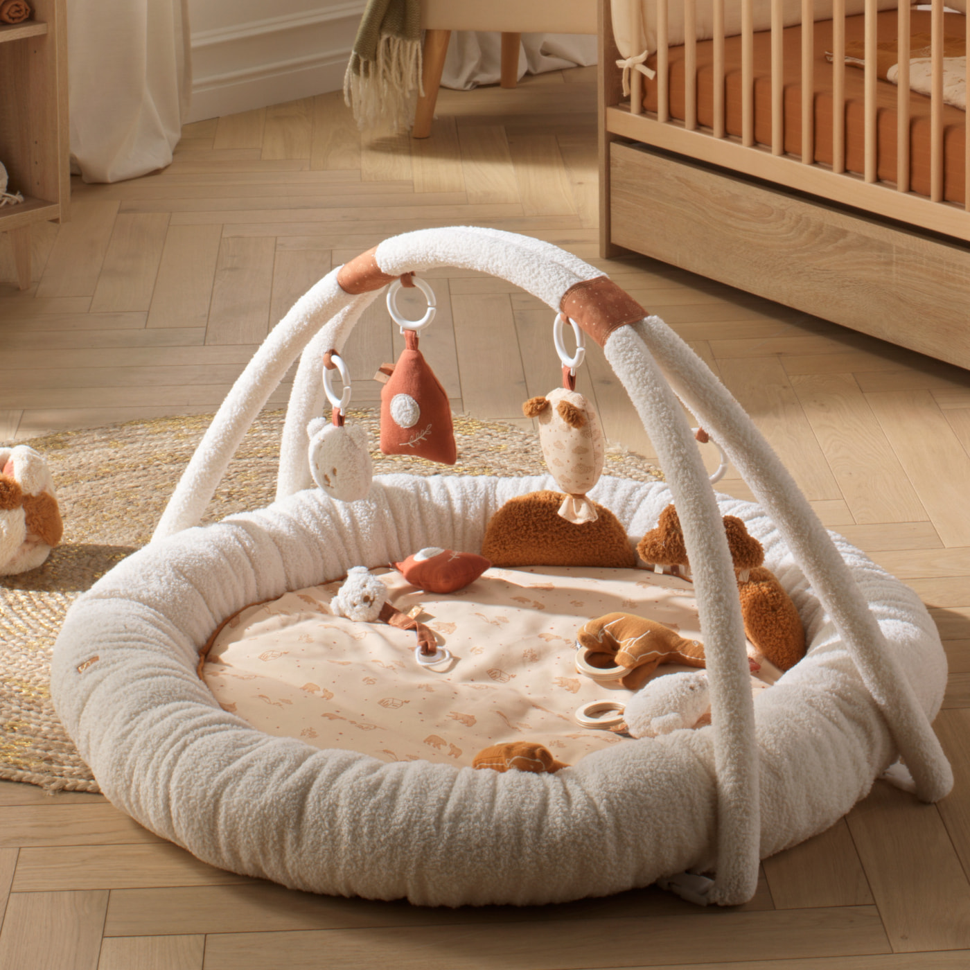 Tapis d'éveil ours en bouclette beige