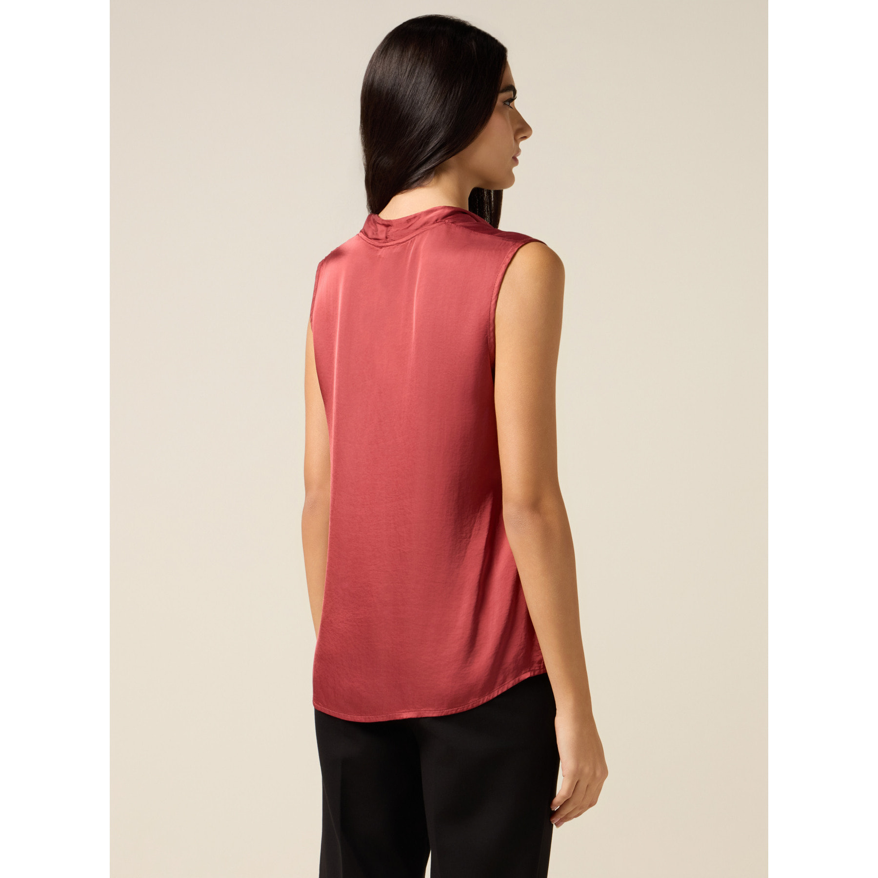Oltre - Blusa in raso con scollo a V - Rosso