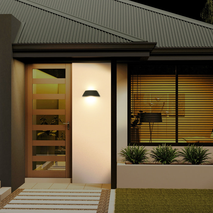 Forlight Courbe - Aplique LED Exterior para Jardín y Terraza. LED 7.2W Blanco Cálido 3000K. Con Protección para Exterior IP65.