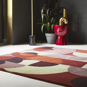 Tapis salon et chambre fait à la main en laine motif seventies HACI