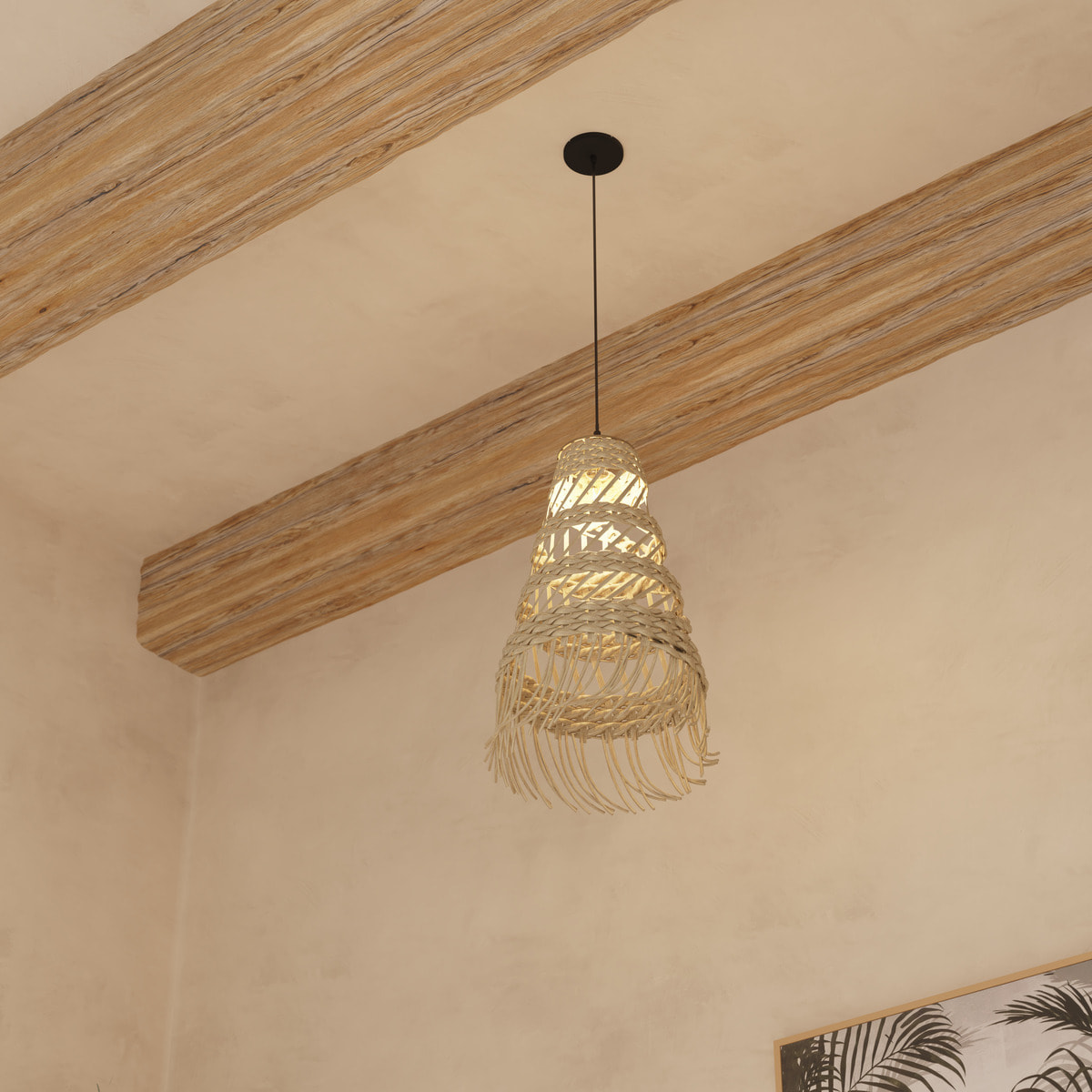 Suspension "Lahys" D28cm beige
