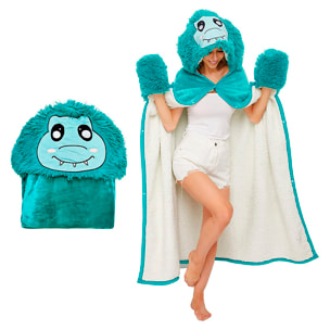 Robe coperta per adulti con design cappuccio dinosauro. 120x152 cm.