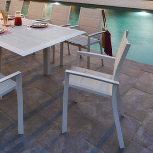 Fauteuil de jardin empilable "Allure" beige & avoine aluminium et texaline