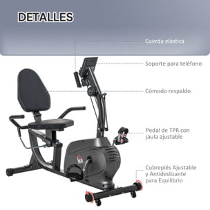 Bicicleta Estática con Respaldo, 8 Niveles de Resistencia, Bicicleta Estática Reclinadas, con Volante Asiento Ajustable, Pantalla LCD y Soporte de Teléfono, para Entrenamientos de Recuperación