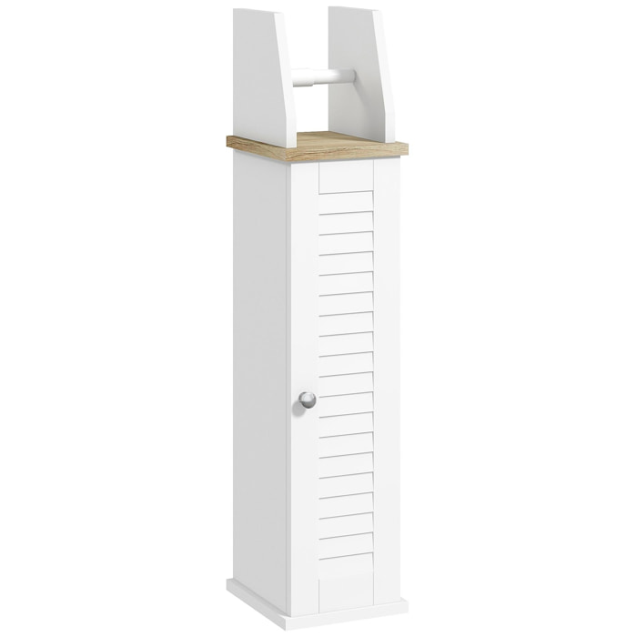 Support papier toilette - porte-papier toilette - armoire pour papier toilette - 2 niveaux, porte-papier - MDF blanc aspect bois clair
