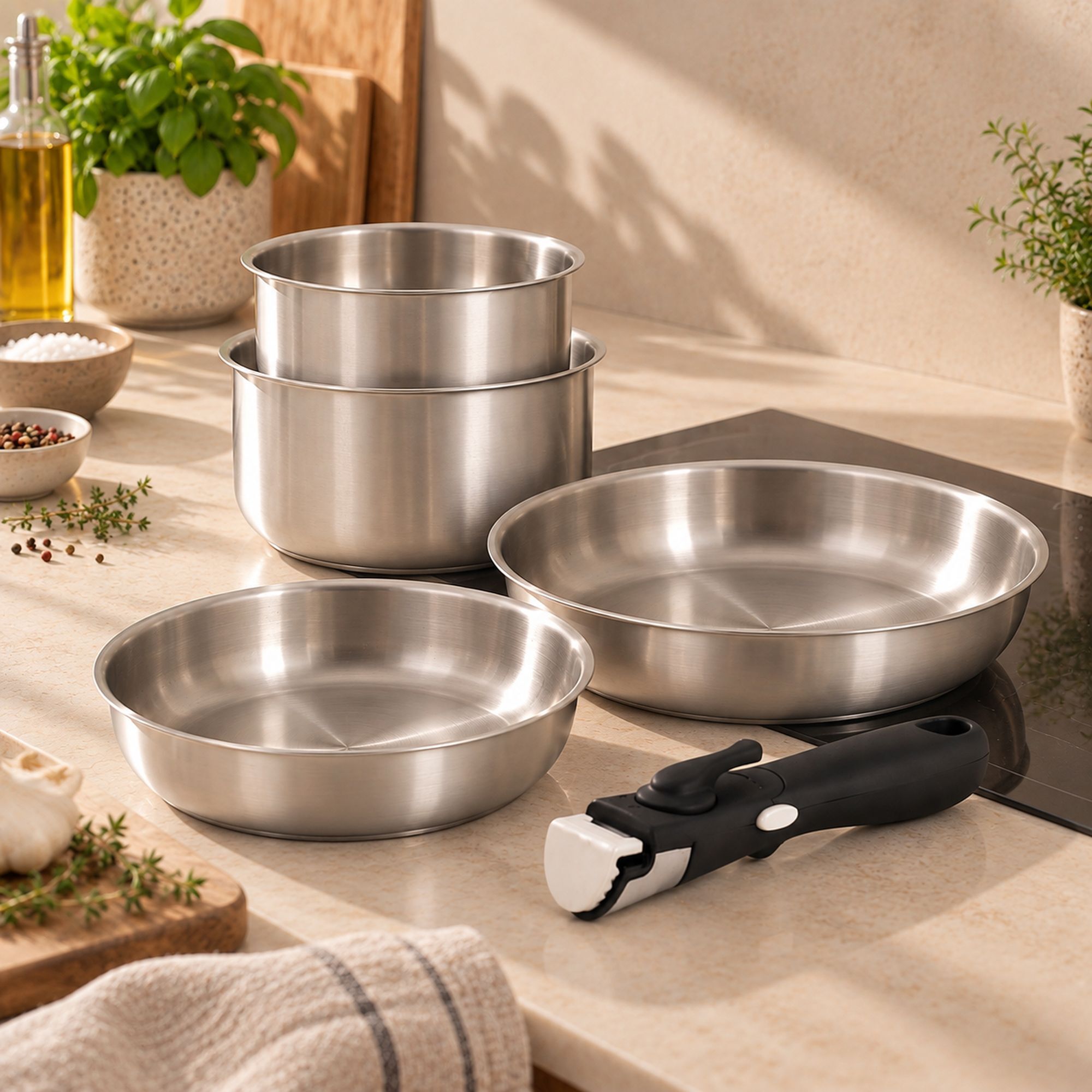 Batterie de cuisine 5 pièces en acier inoxydable - tous feux IRIS