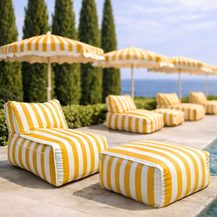 Fauteuil d'extérieur 75x95x70cm en tissu à rayure jaune et blanc FLAVIO