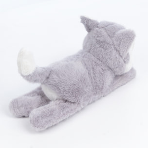 Peluche extrasuave y mullido. Diseño husky con mecanismo enrollable. 18 cm.