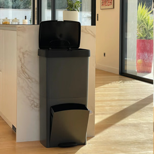 Poubelle pédale tri sélectif PICEA gris 70L