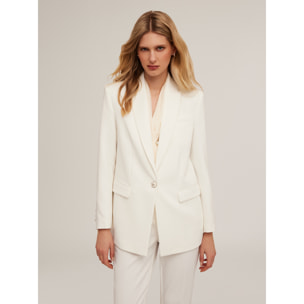 Motivi - Chaqueta de traje de abotonadura simple en tejido crepé - Blanco