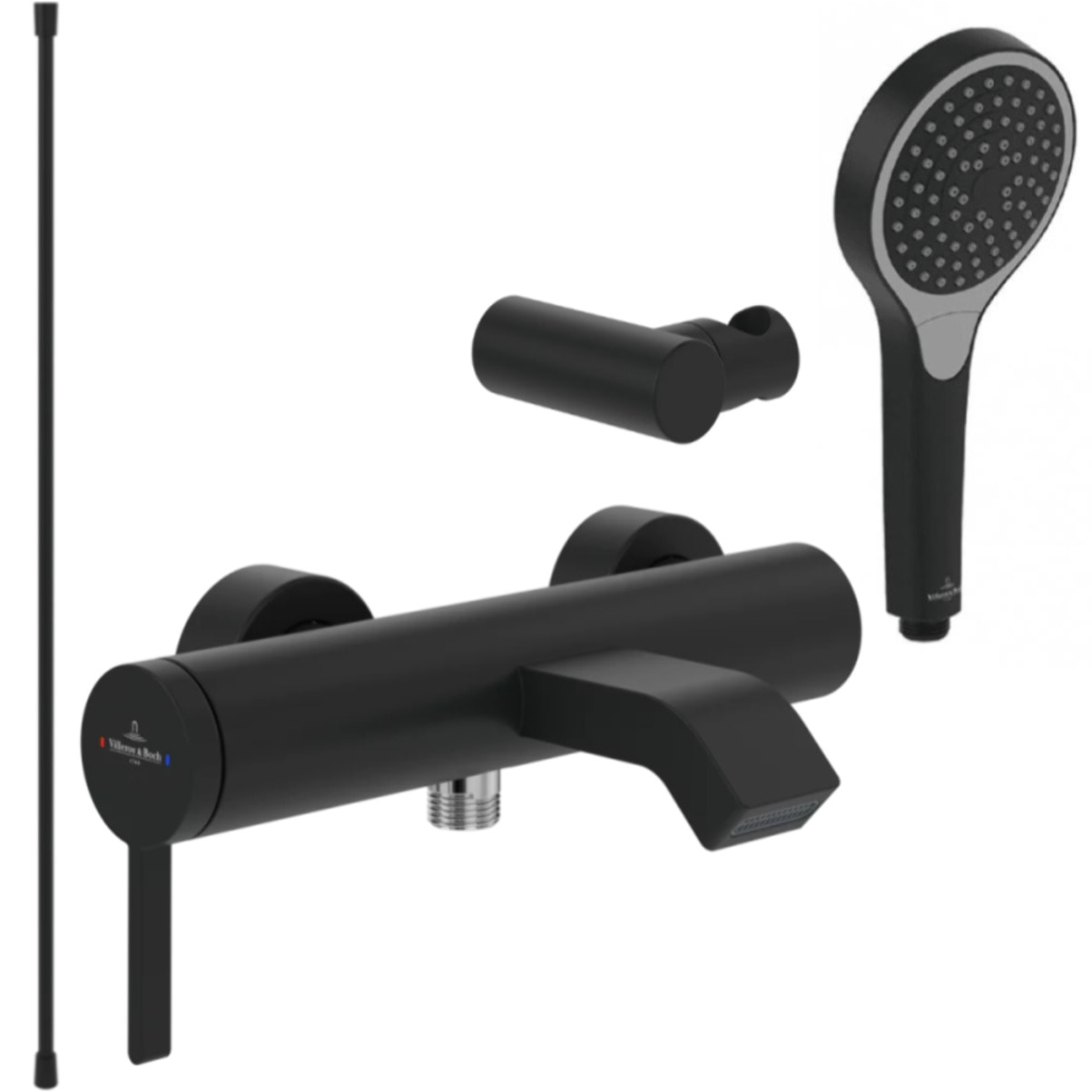 Pack mitigeur baignoire mécanique Dawn Two Noir mat avec ensemble