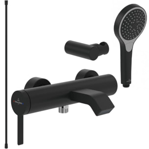 Pack mitigeur baignoire mécanique Dawn Two Noir mat avec ensemble