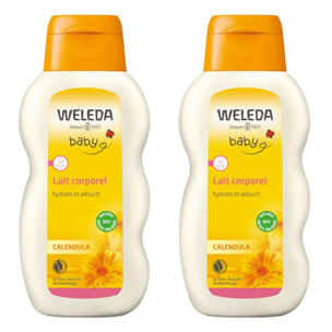 WELEDA - Duo Lait corps hydratant Calendula - Adoucit et hydrate - Certifié Natrue** - Flacon 200 ml x 2