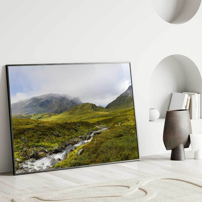 Affiche encadrée Paysage aérien hivernal Affiche + cadre en métal - Noir