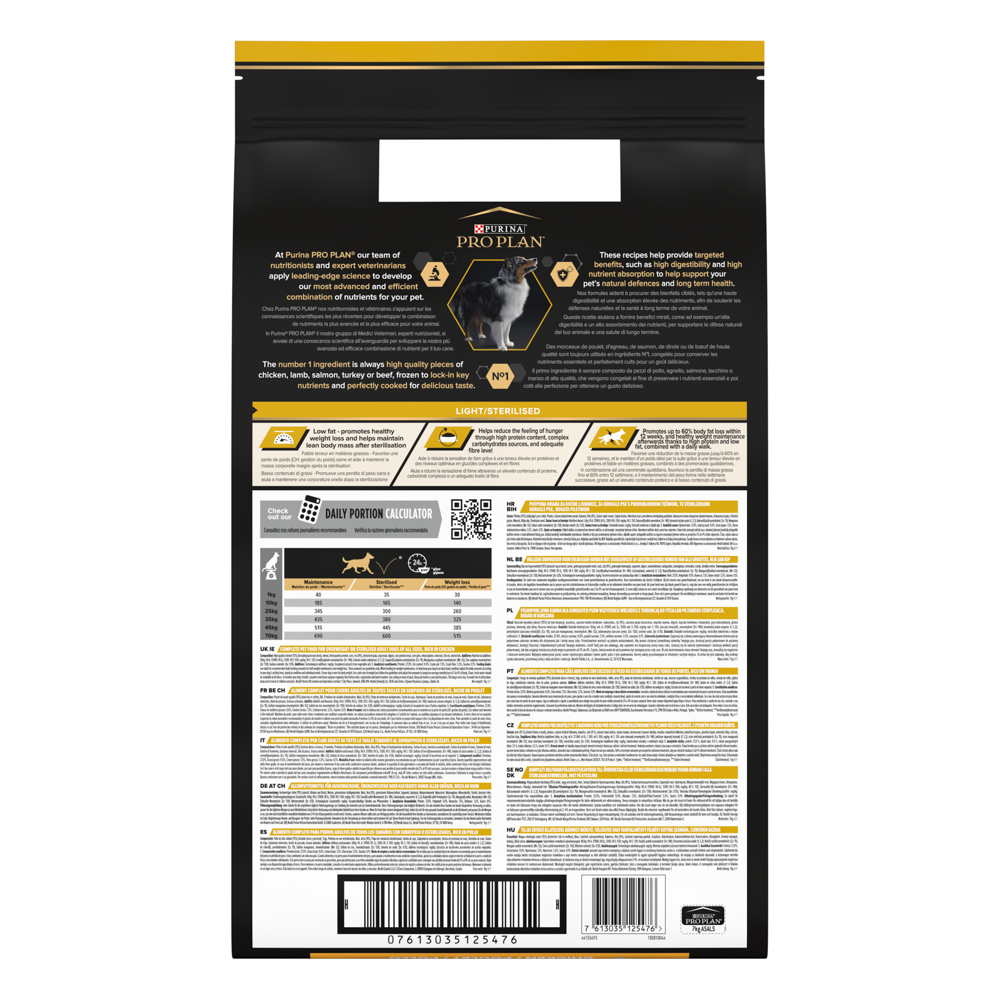 PRO PLAN Chien All Sizes Adult Light/Sterilised Poulet 7KG