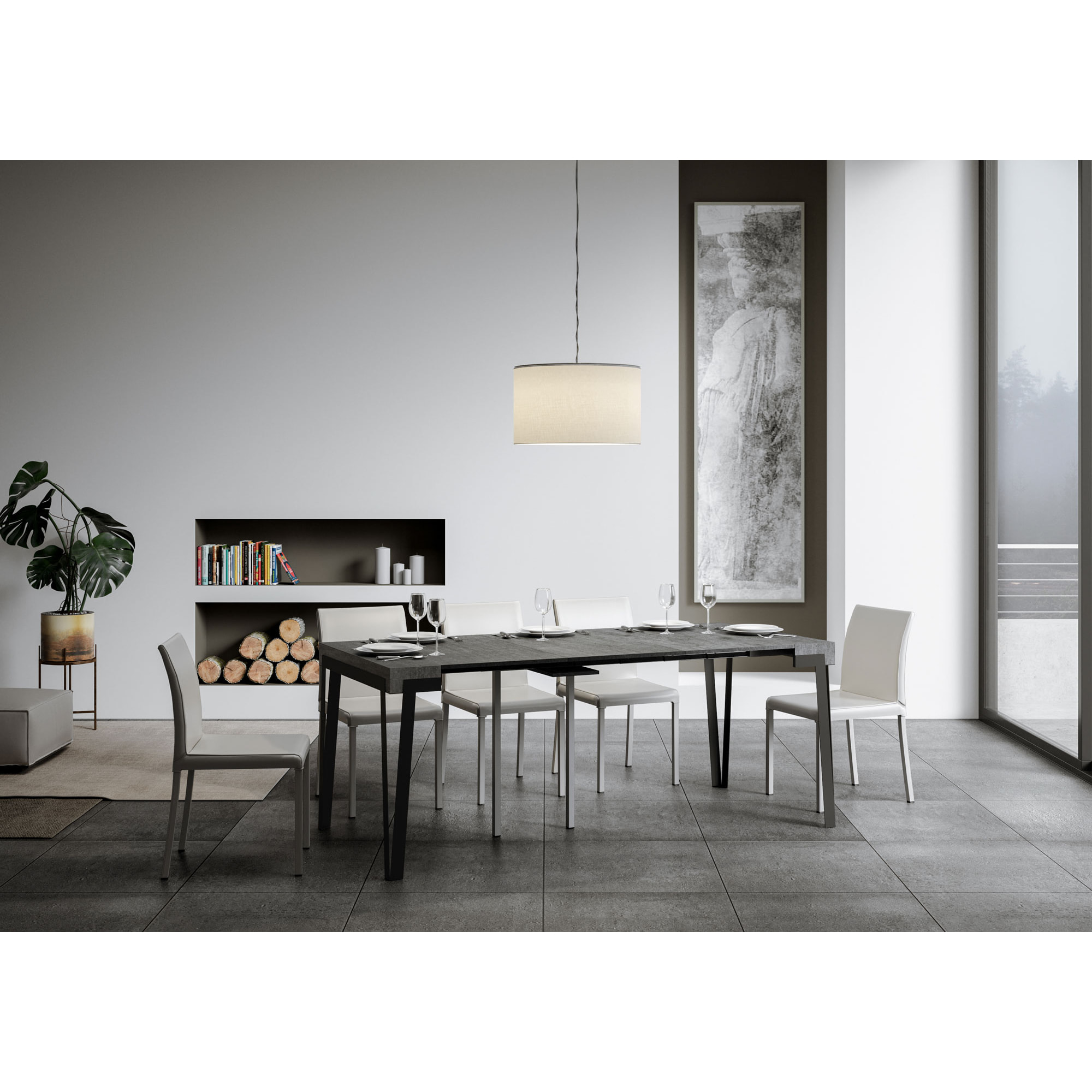 Console extensible 90x40/196 cm Rio Small Gris Béton cadre Ruille