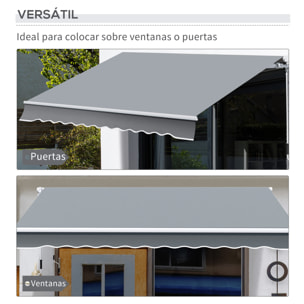 Toldo Manual Retráctil Plegable con Manivela 295x245 cm Toldo Enrollable Aluminio Protección Solar para Ventanas Puertas Balcón Terraza Exterior Gris