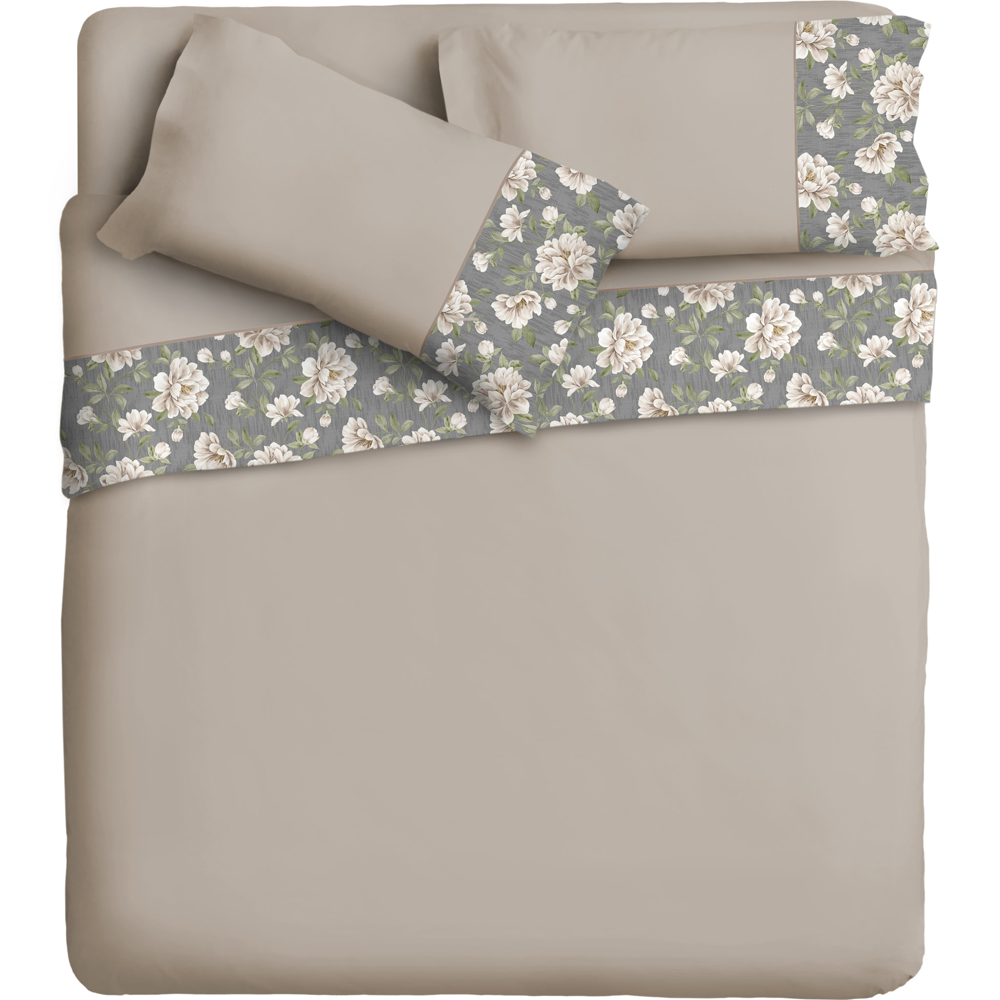 Completo letto Armonie IPERSAN Puro Cotone Corolla Tortora