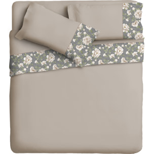 Completo letto Armonie IPERSAN Puro Cotone Corolla Tortora