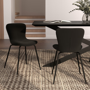 Lot de 2 chaises effet laine bouclette noire et pieds en métal - Koko