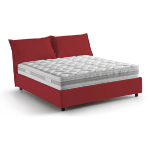 Letto matrimoniale Denise, Letto contenitore con rivestimento in tessuto, 100% Made in Italy, Apertura frontale, con materasso Cm 160x190 incluso, Rosso