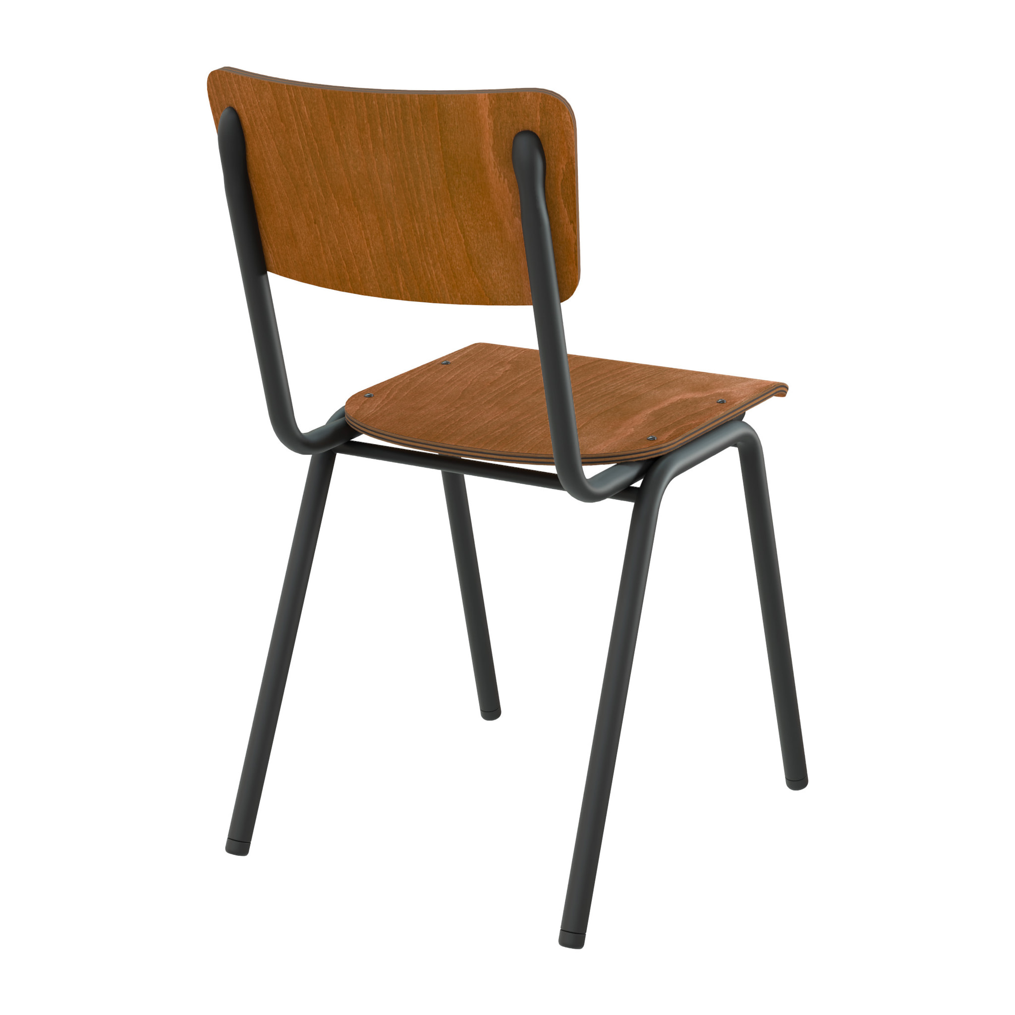 Lot de 2 chaises écolier empilables en bois foncé - Clem