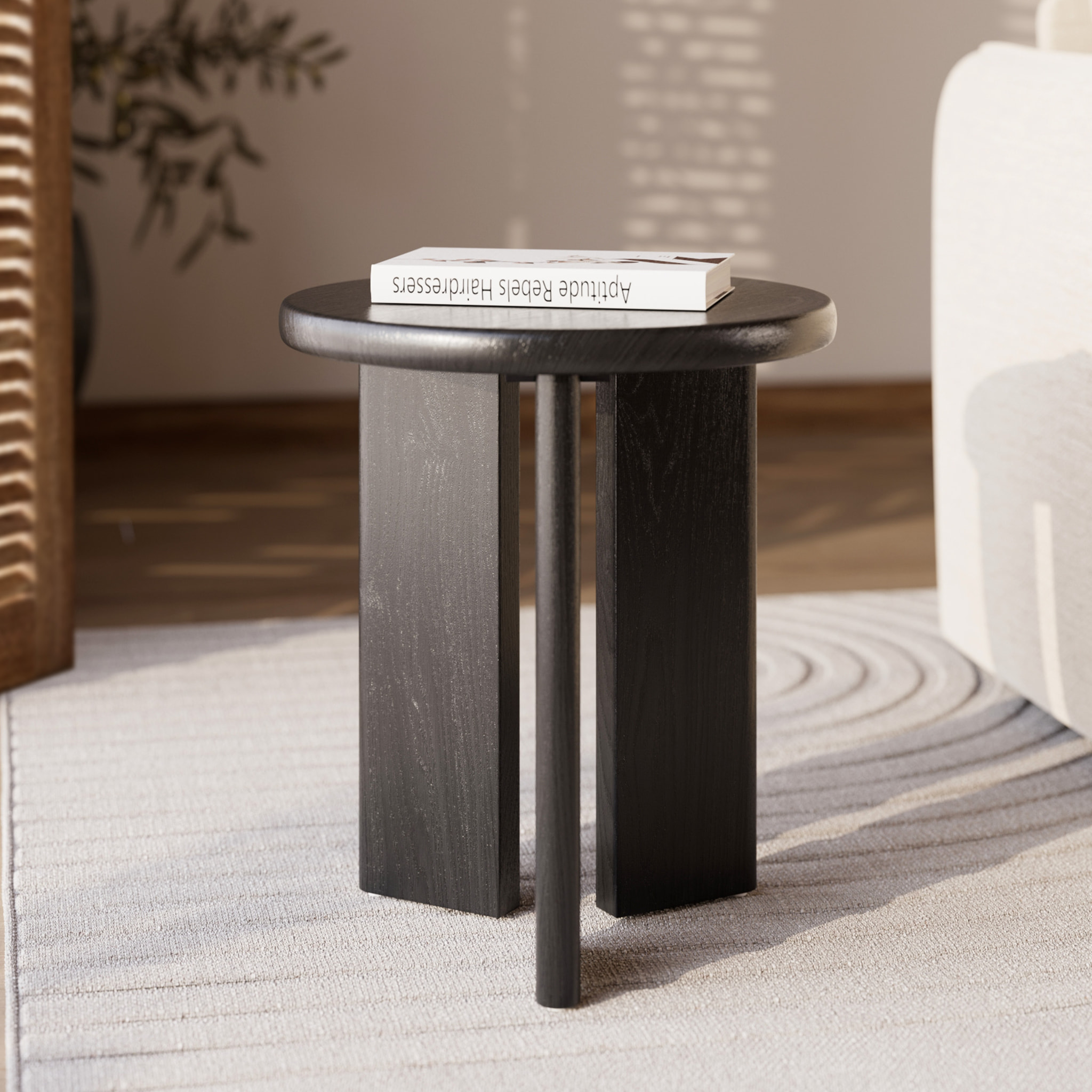 Table d'appoint ronde en bois noir D40 cm - Néa
