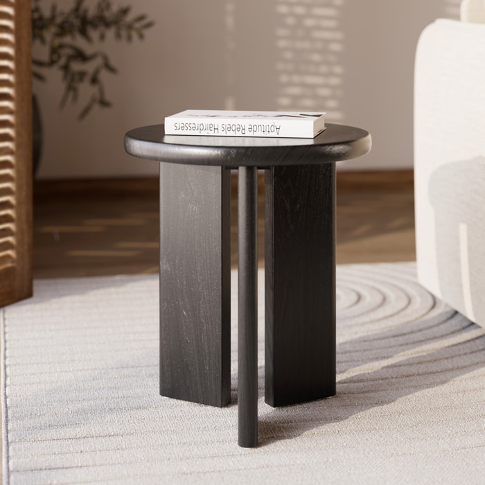 Table d'appoint ronde en bois noir D40 cm - Néa