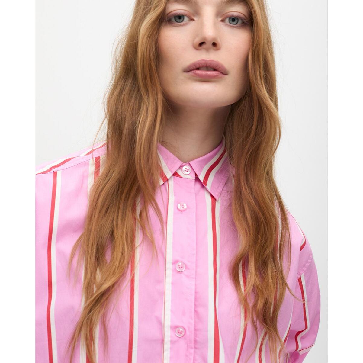 Camicia Oversize in Popeline a Righe