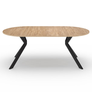 Table à manger ronde extensible Spider Ø110-200cm bois et noir