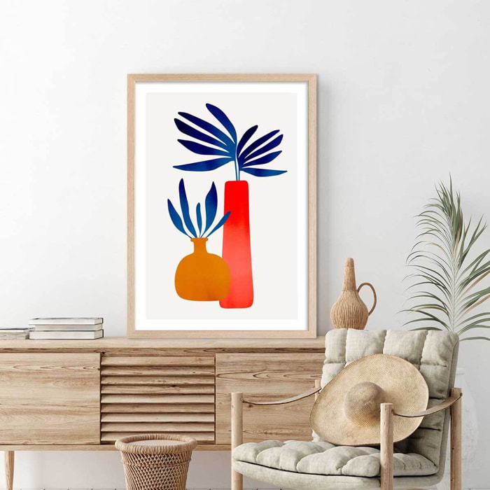 Affiche ""plante en conte de fee"" Affiche + cadre en bois - Chêne