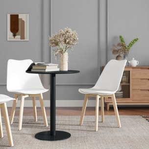 Mesa de Comedor Redonda para 2 Personas Mesa de Cocina de Acero para Interior y Exterior Ø60x72 cm Negro