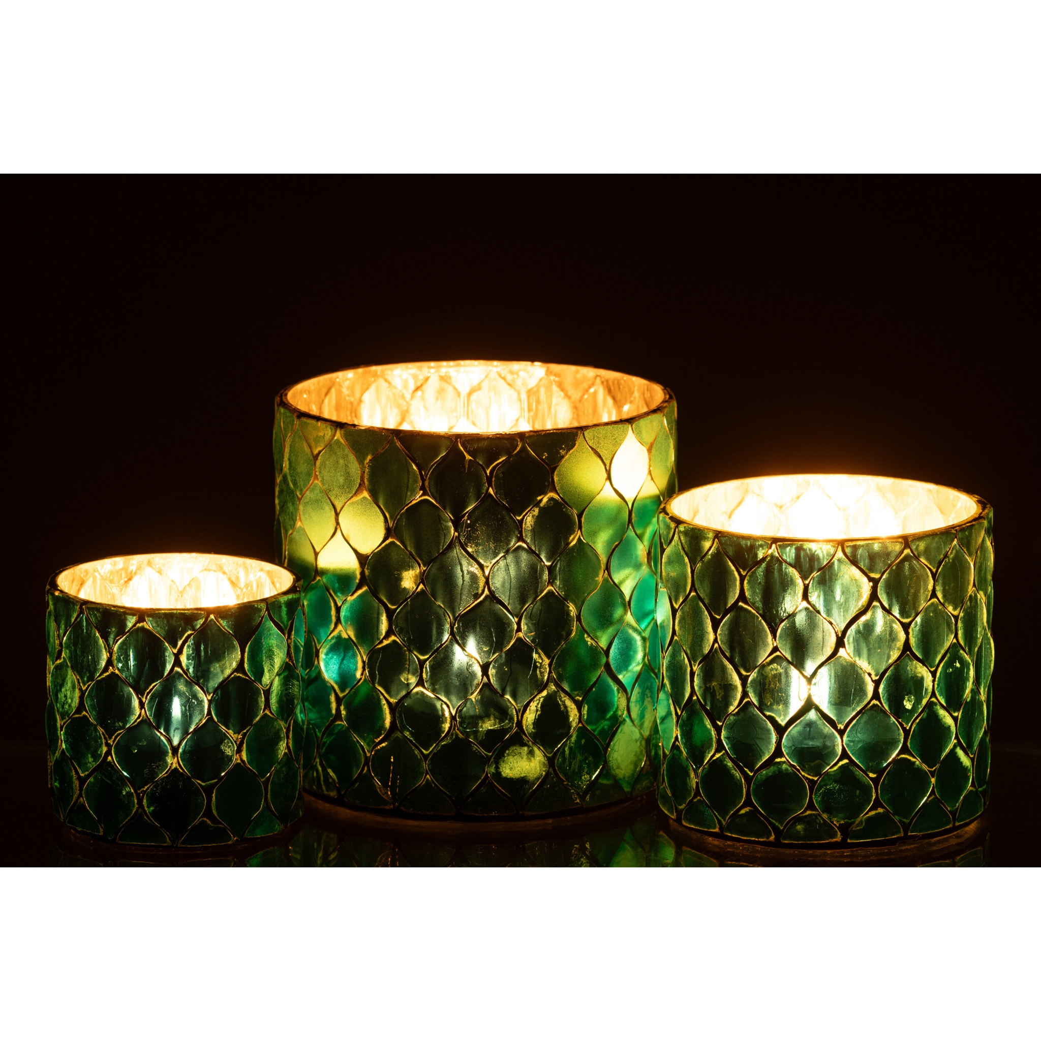 J-Line bougeoir Cylindre Mosaïque - verre - azur