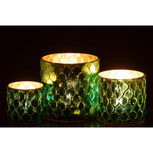 J-Line bougeoir Cylindre Mosaïque - verre - azur