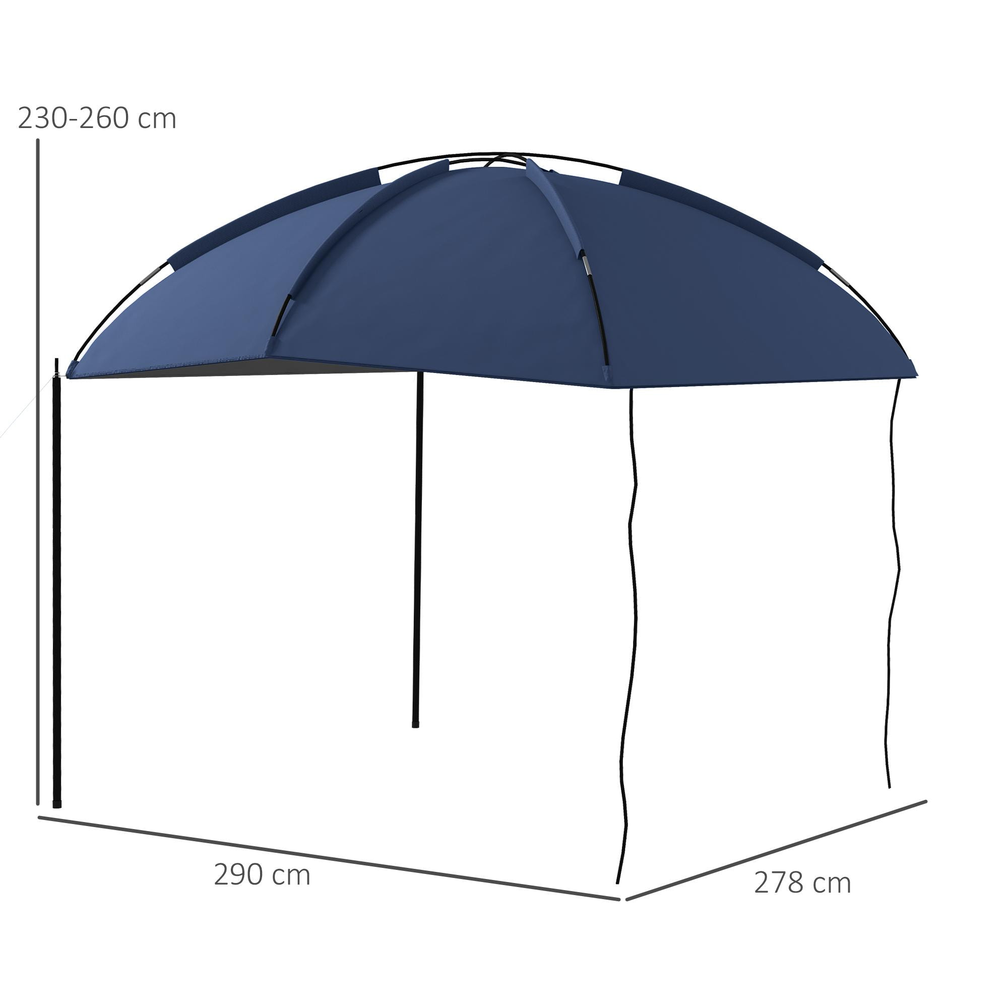 Toldo para Coche Toldo para Camping con Altura Ajustable y Bolsa de Transporte Impermeable Anti-UV para Picnic Playa 290x278x230-260 cm Azul Oscuro