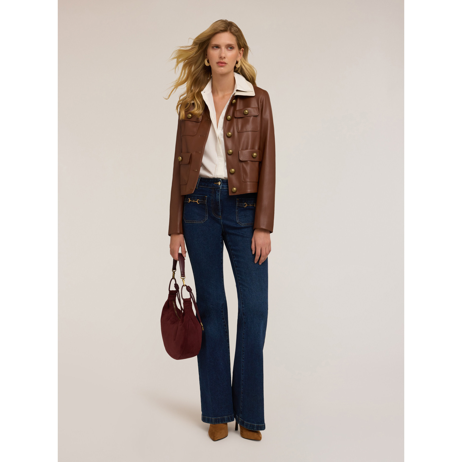 Motivi - Jeans flare con alamari in metallo - Blu