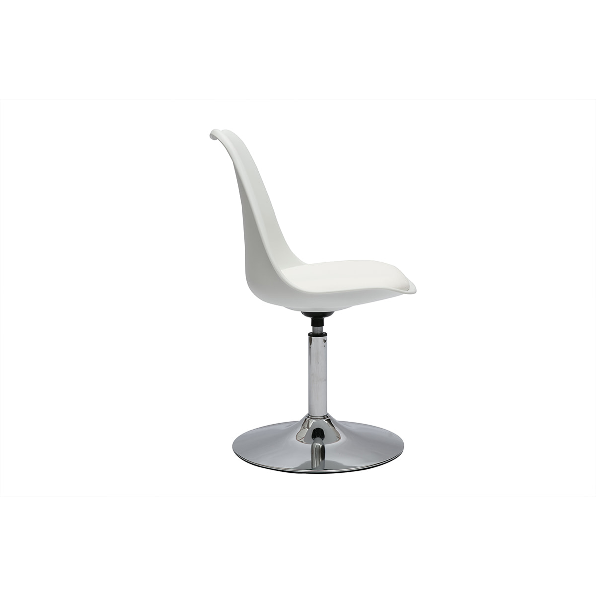 Chaise design pivotante blanche et métal chromé STEEVY V2