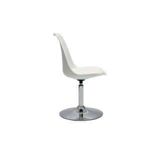 Chaise design pivotante blanche et métal chromé STEEVY V2