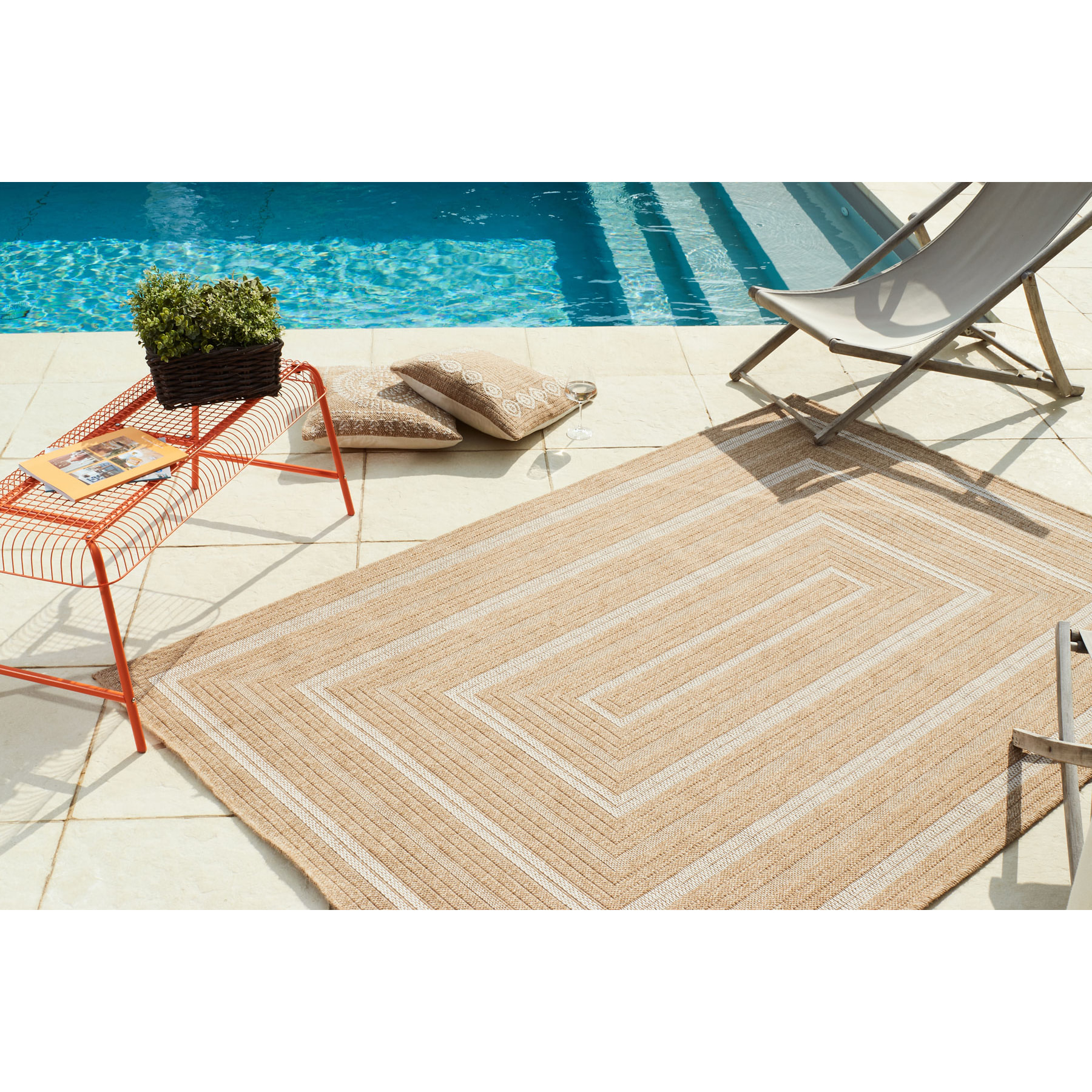 Nature - tapis effet jute blanc