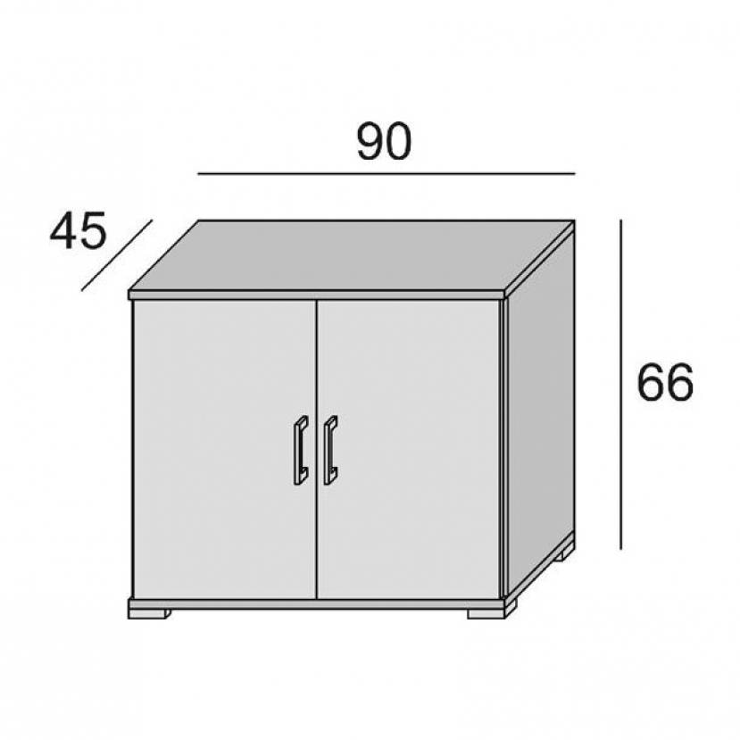 Armadio multiuso Bucaneve, Mobile lineare a 2 Ante battenti con ripiano, Mobile da ingresso, Scarpiera moderna, 100% Made in Italy, Cm 90x45h66, Rovere e Bianco