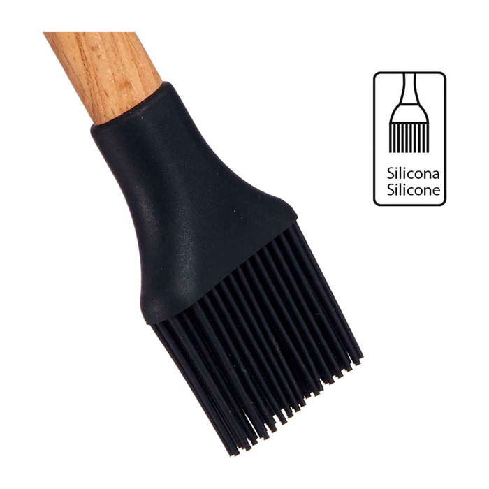 PINCEL COCINA SILICONA MANGO MADERA DE HAYA 28CM