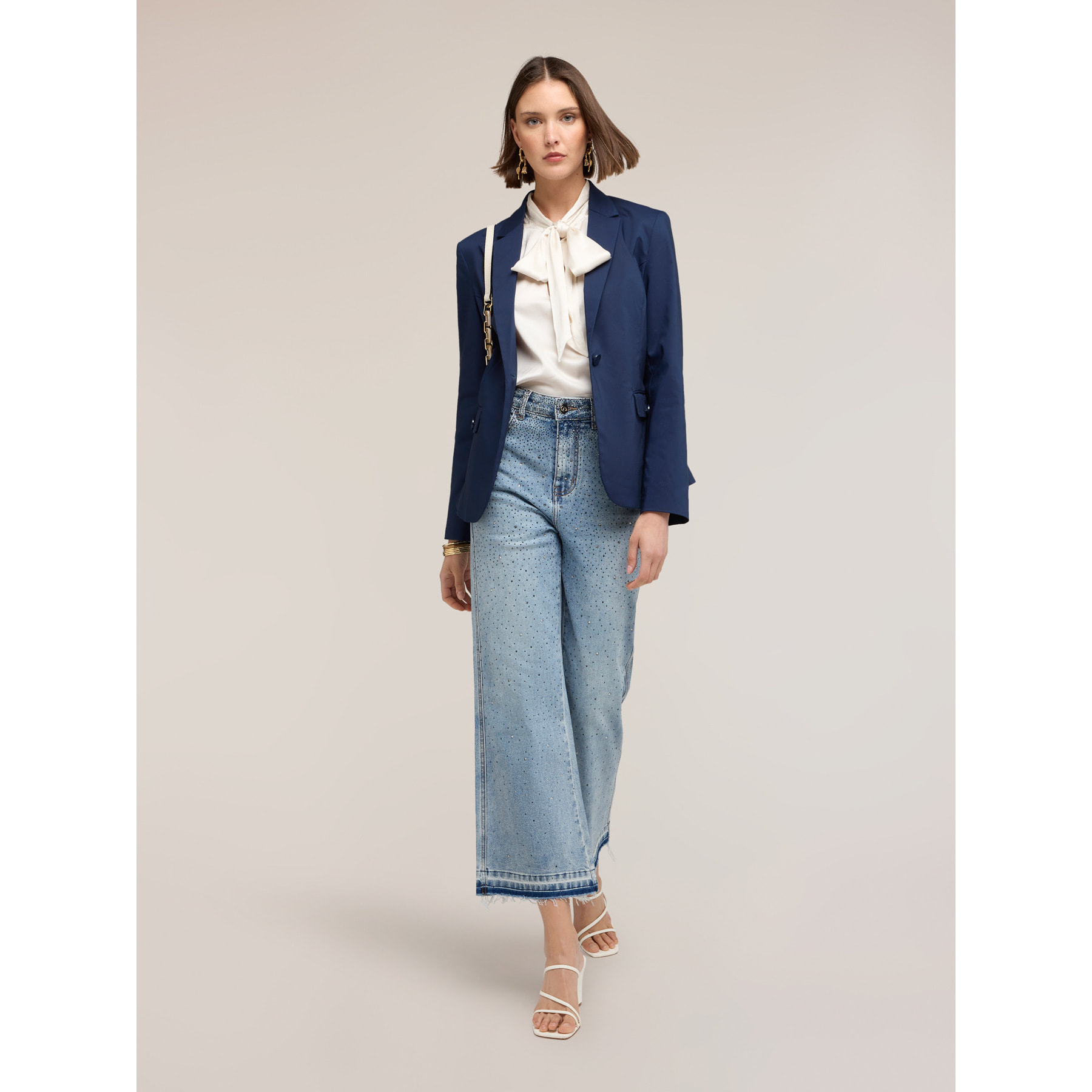 Motivi - Blazer strutturato in misto cotone - Blu