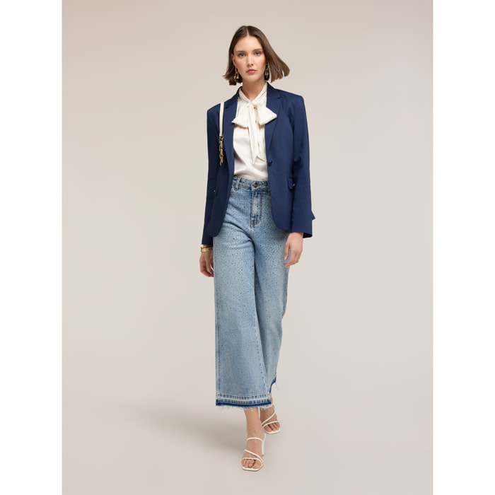 Motivi - Blazer strutturato in misto cotone - Blu