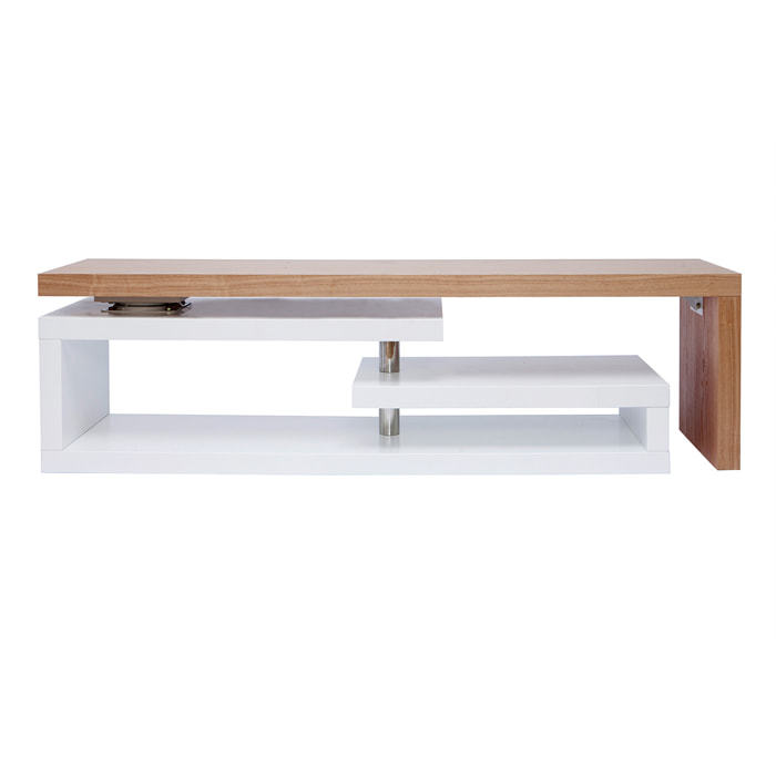 Meuble TV design modulable blanc et bois clair chêne L255 cm MAX