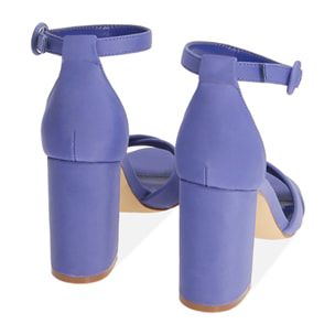 Sandalias de lycra morada, tacón de 9 cm