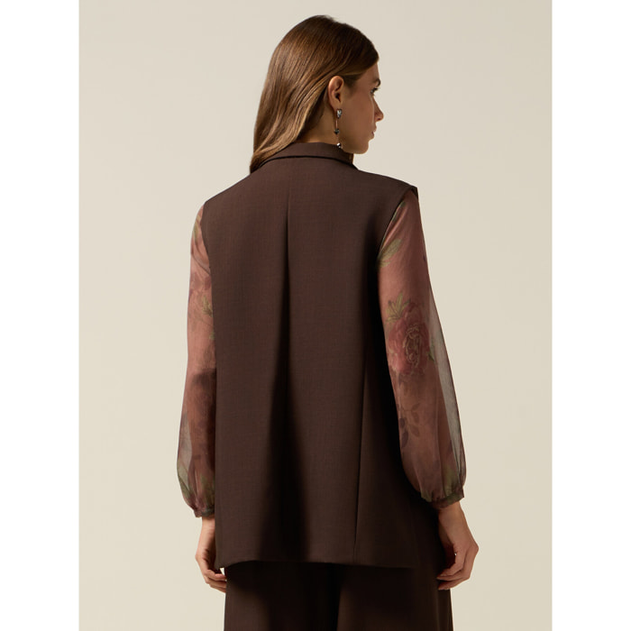 Oltre - Gilet doppiopetto con borchie e castoni - Marrone